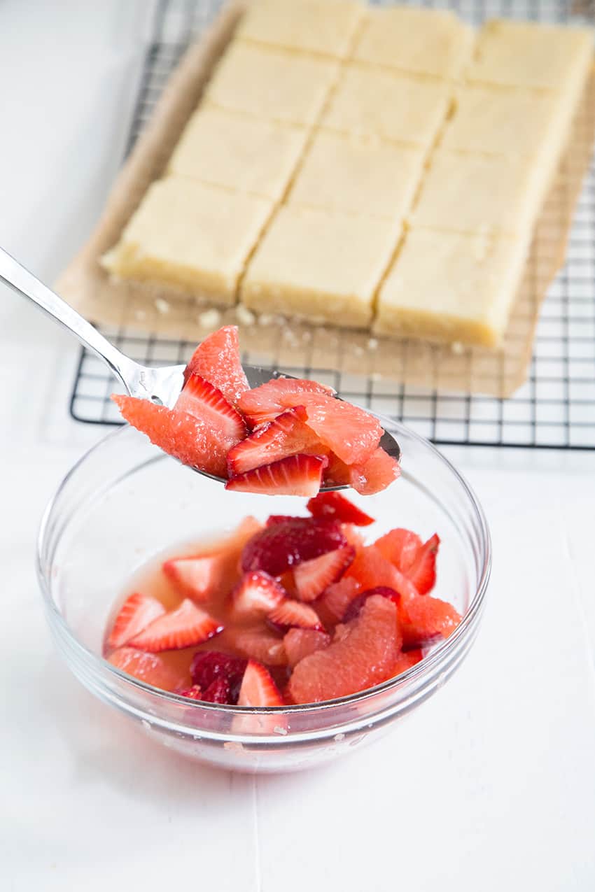 Grapefruit Strawberry Gooey Butter Bars