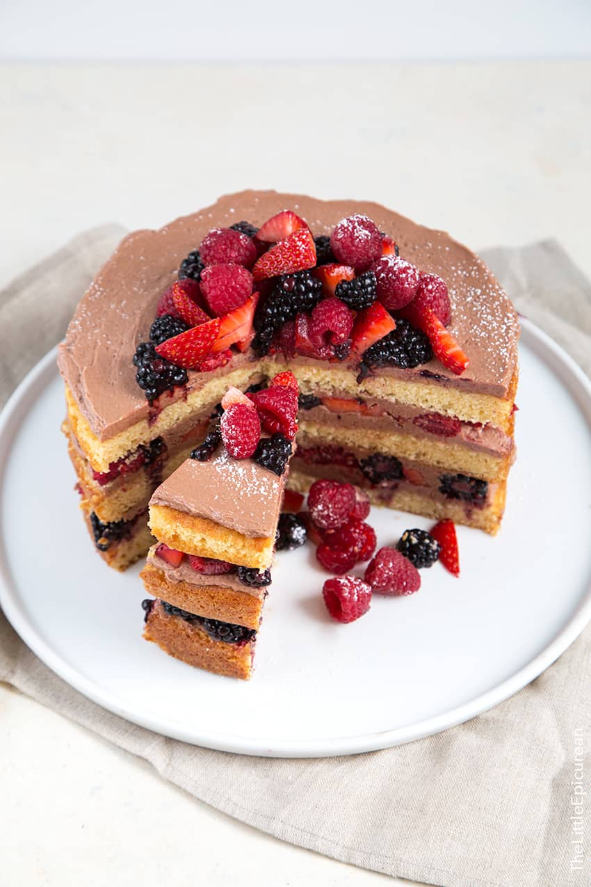 Chocolate Malt Berry Cake