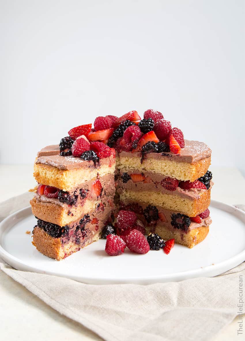 Chocolate Malt Berry Cake