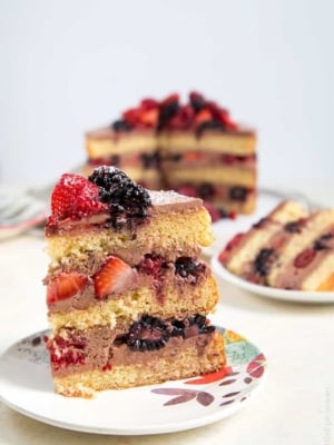 Chocolate Malt Berry Cake