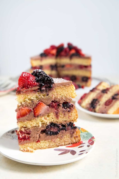 Chocolate Malt Berry Cake