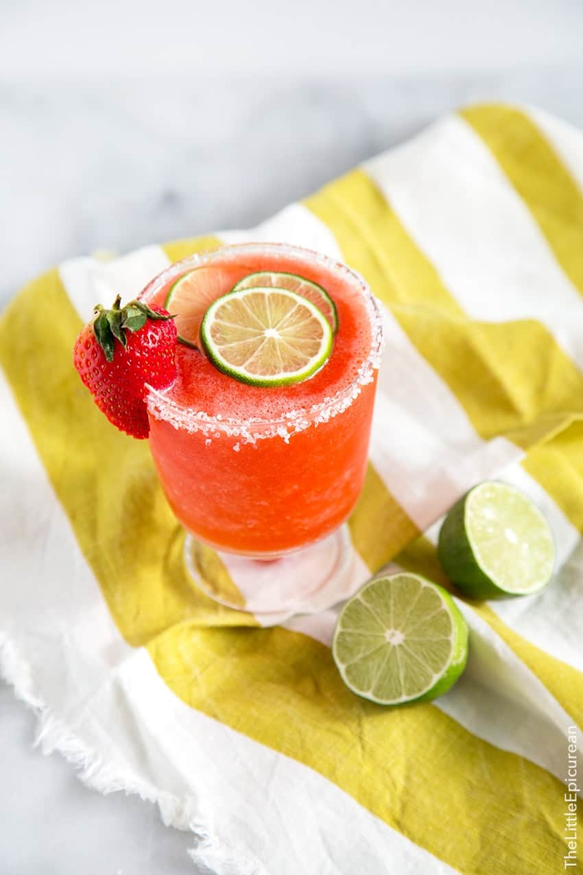 Frozen Strawberry Margarita- The Little Epicurean