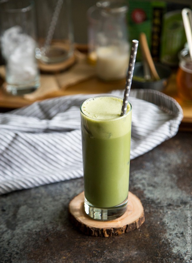 Iced Honey Matcha Soy Latte The Little Epicurean