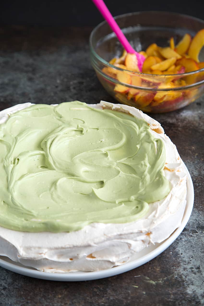 Matcha Nectarine Pavlova