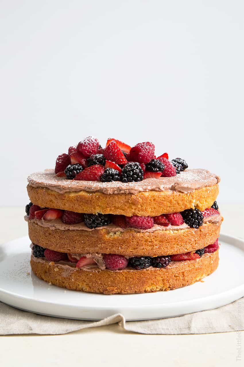 Chocolate Malt Berry Cake