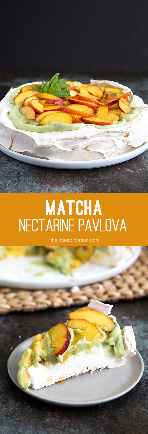 Matcha Nectarine Pavlova