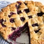 Ginger Blueberry Pie with slice taken out.