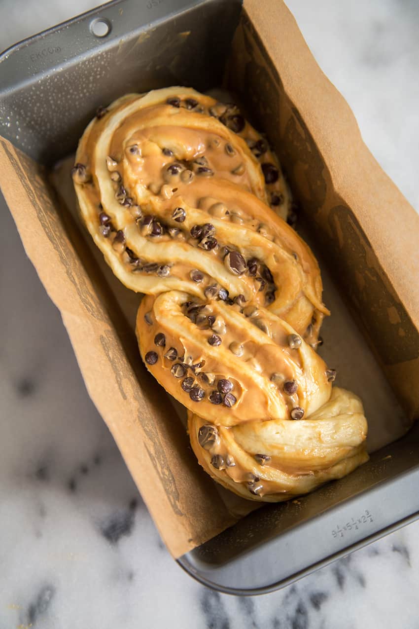 Peanut Butter Chocolate Chip Twisted Swirl Bread