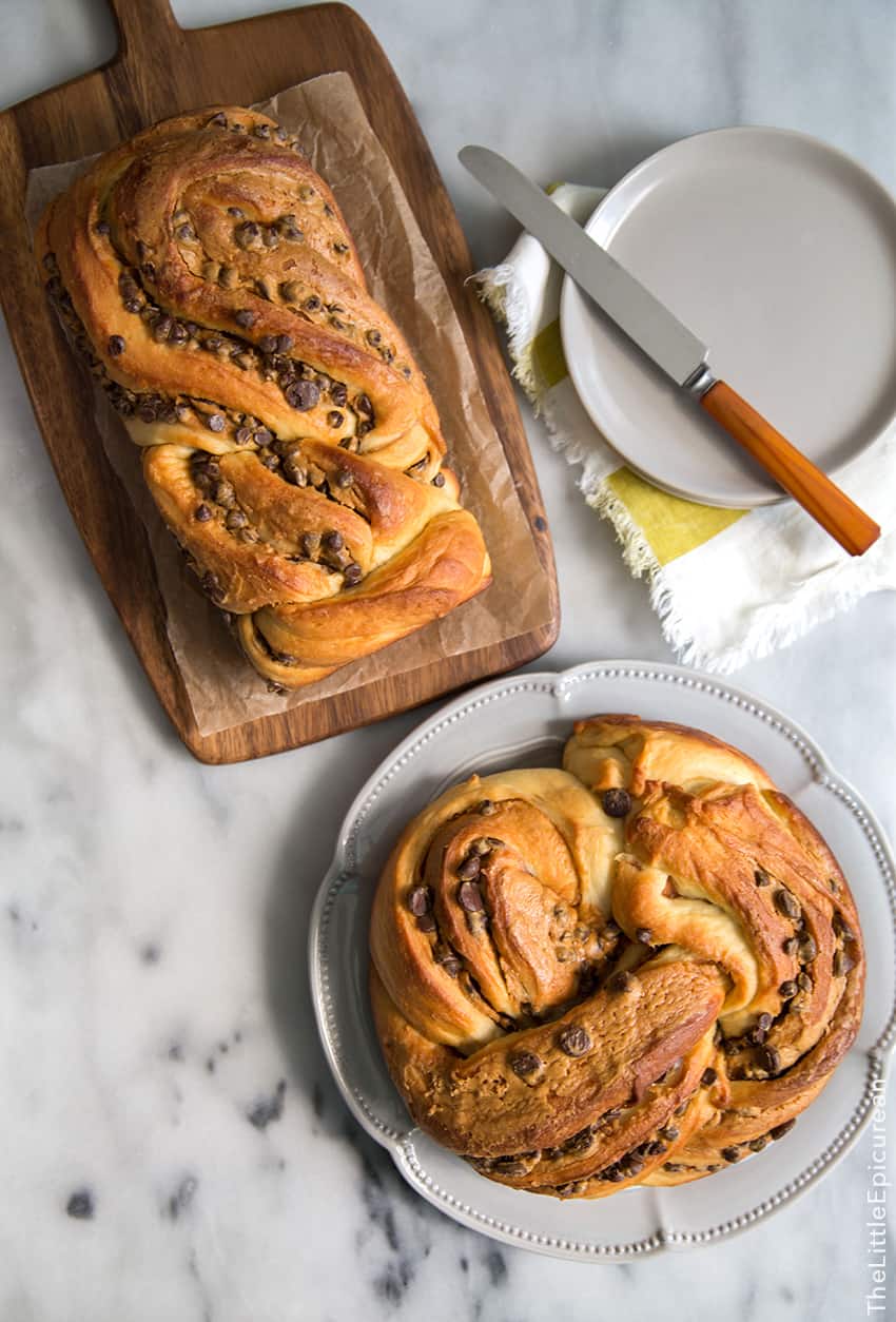 Peanut Butter Chocolate Chip Twisted Swirl Bread