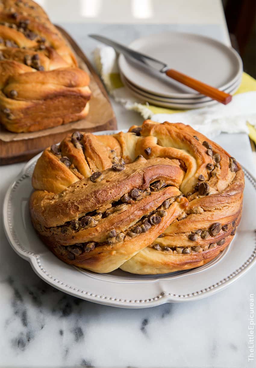 Peanut Butter Chocolate Chip Twisted Swirl Bread