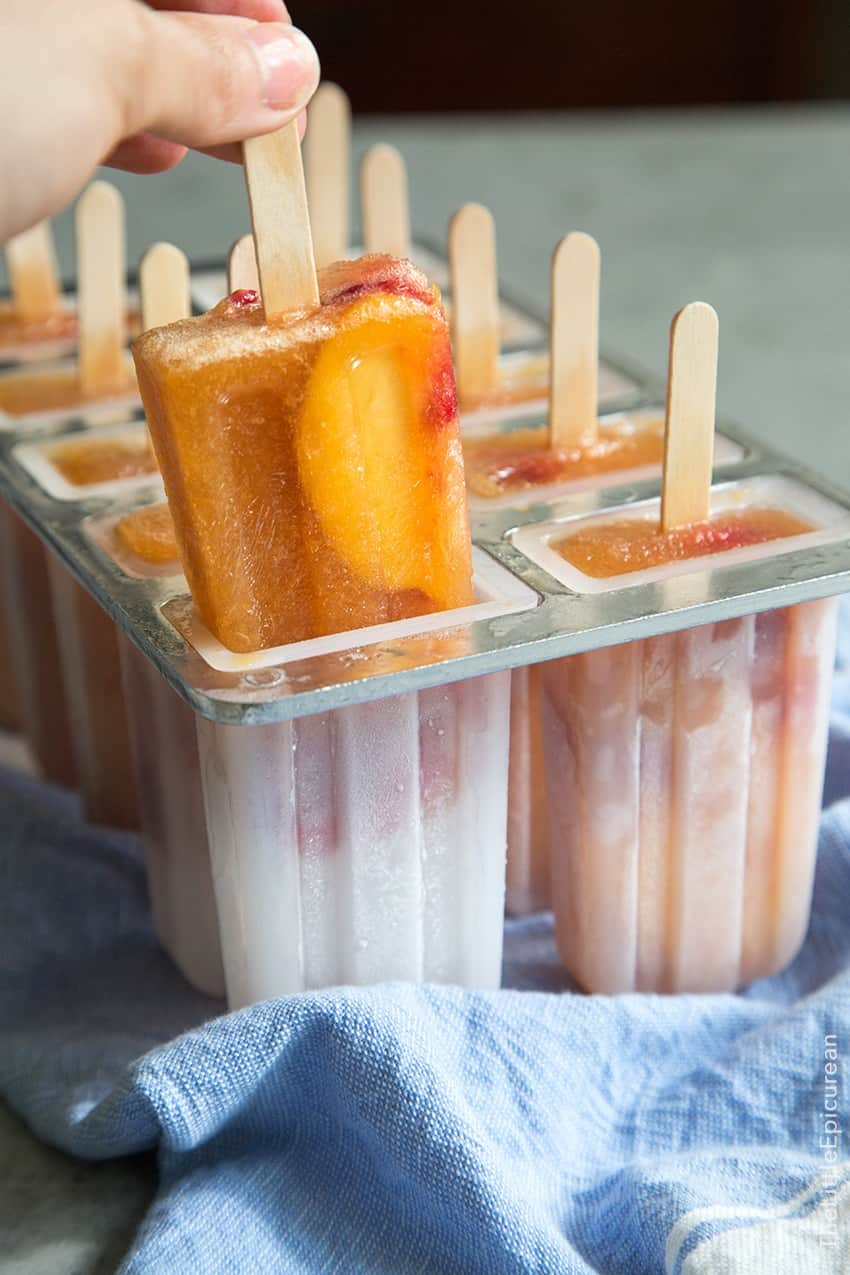 Raspberry Peach Sangria Popsicles