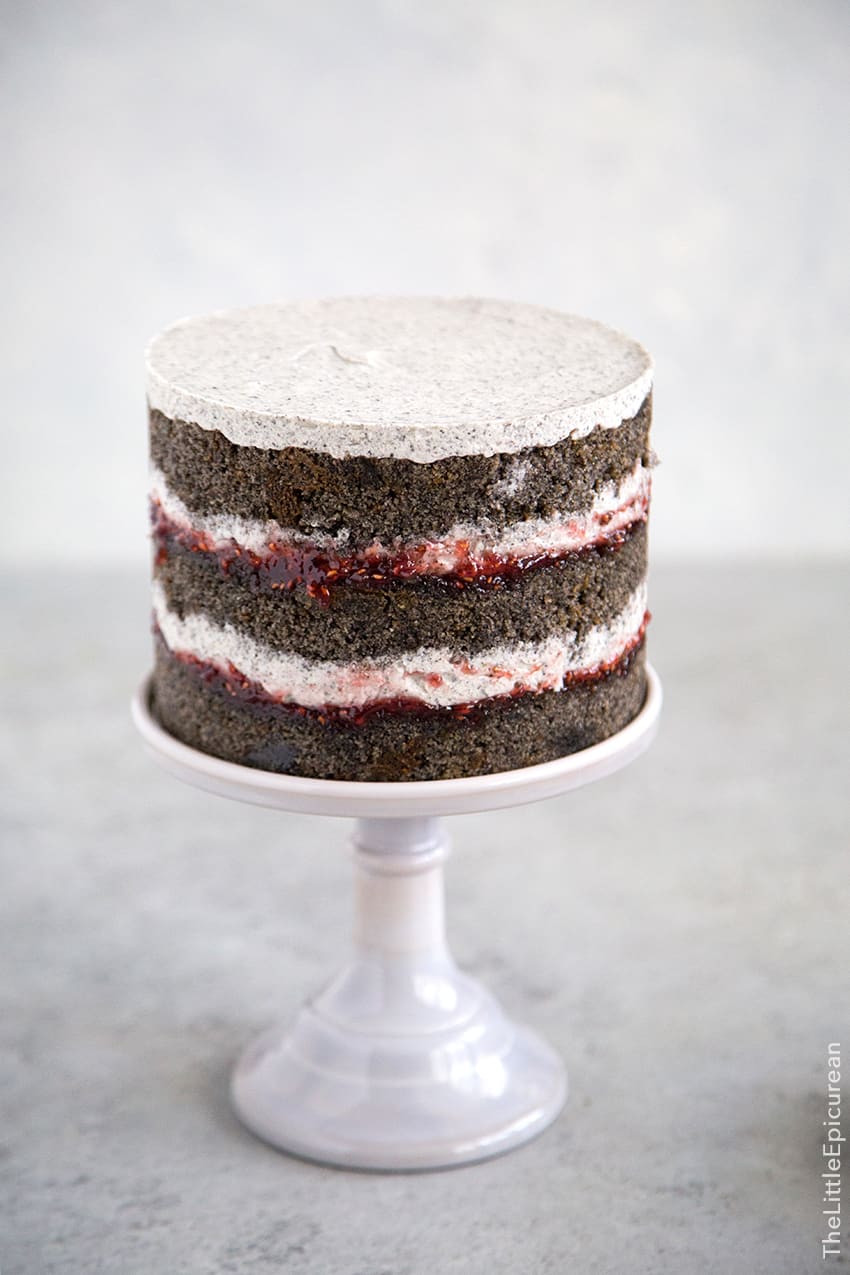 Raspberry Black Sesame Cake 