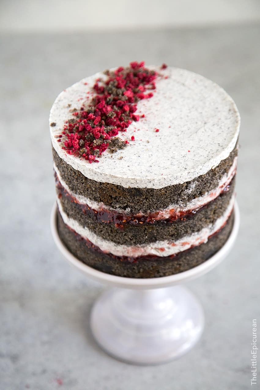 Raspberry Black Sesame Cake 