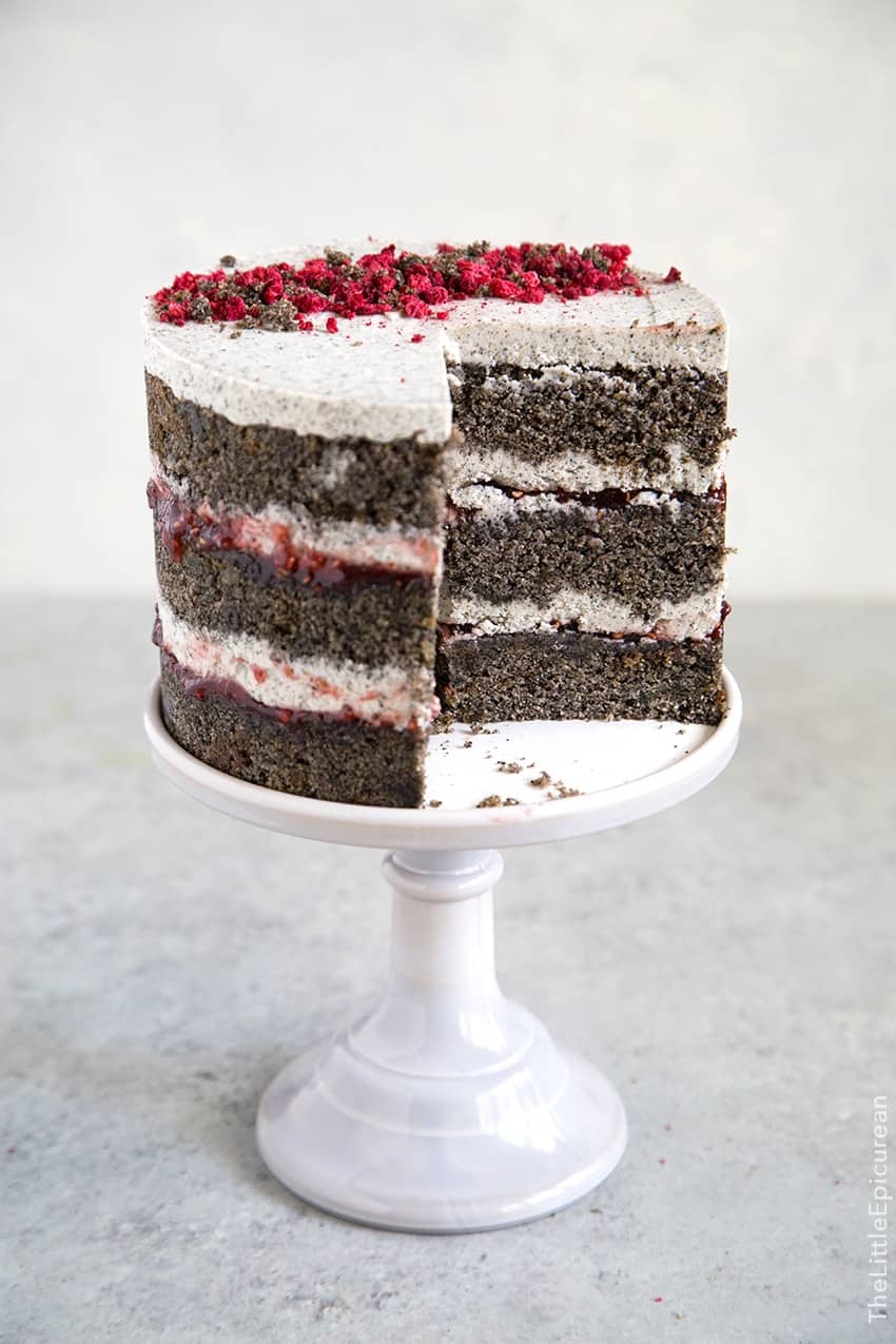 Raspberry Black Sesame Cake 