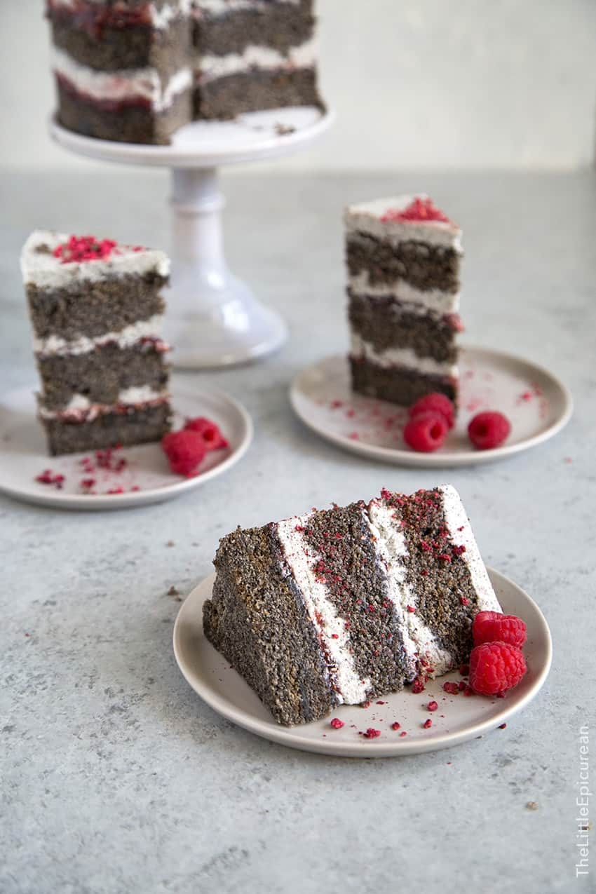 Raspberry Black Sesame Cake 