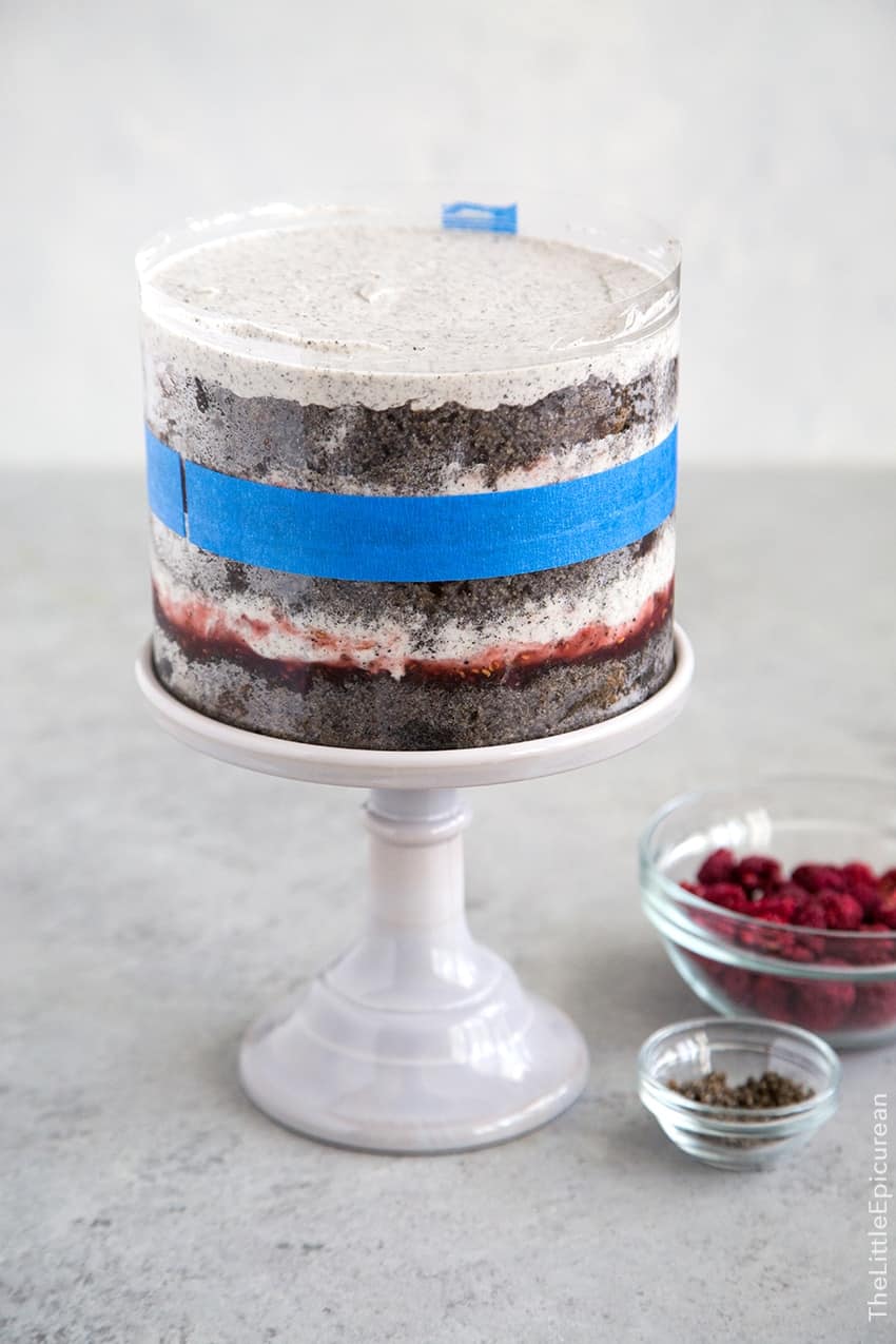 Raspberry Black Sesame Cake 