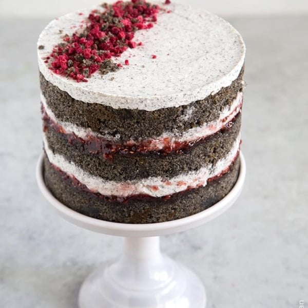 Raspberry Black Sesame Cake - The Little Epicurean
