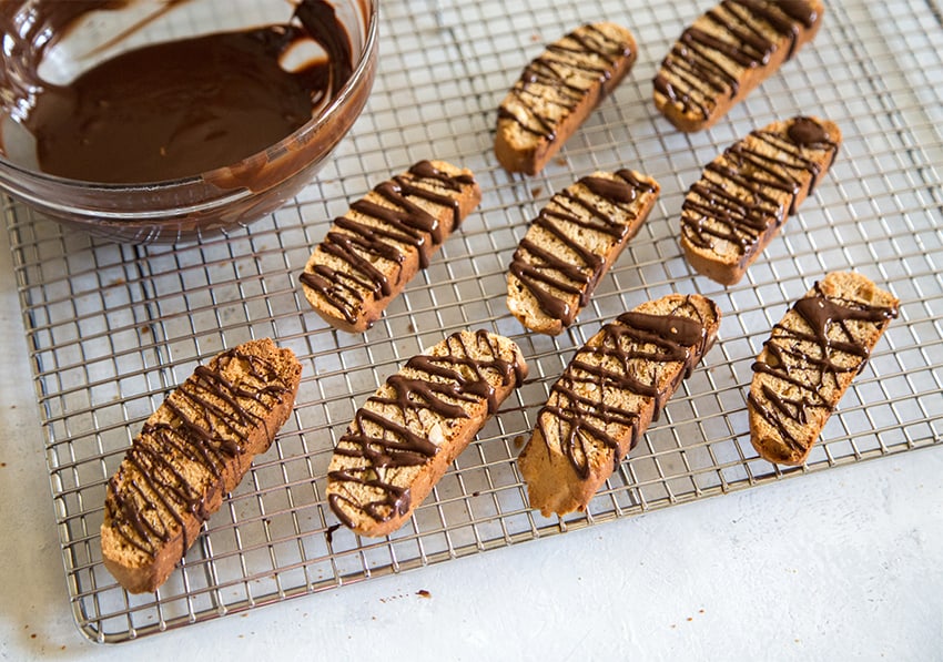 Tropical Biscotti with banana, coconut, and macadamia nuts