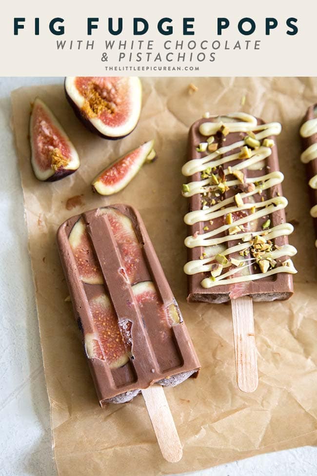 Fig Fudge Pops with white chocolate and pistachios