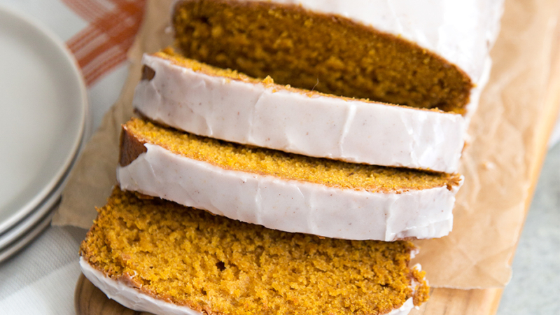 Pumpkin Bread with Eggnog Glaze