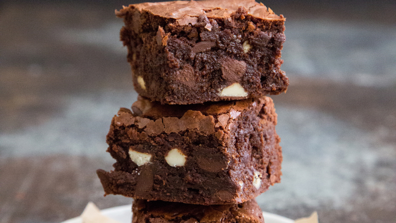 Triple Chocolate Brownies (fudge brownies)- The Little Epicurean