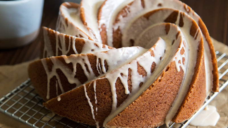 Eggnog Bundt Cake with Rum Glaze