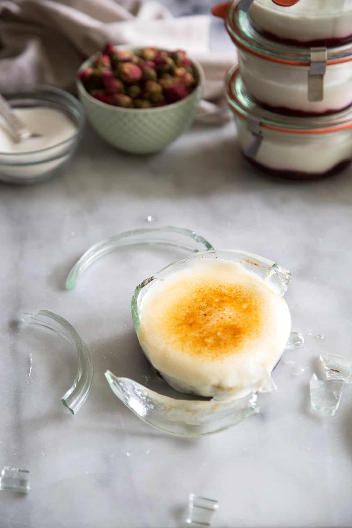 Rose Yogurt Creme Brulee