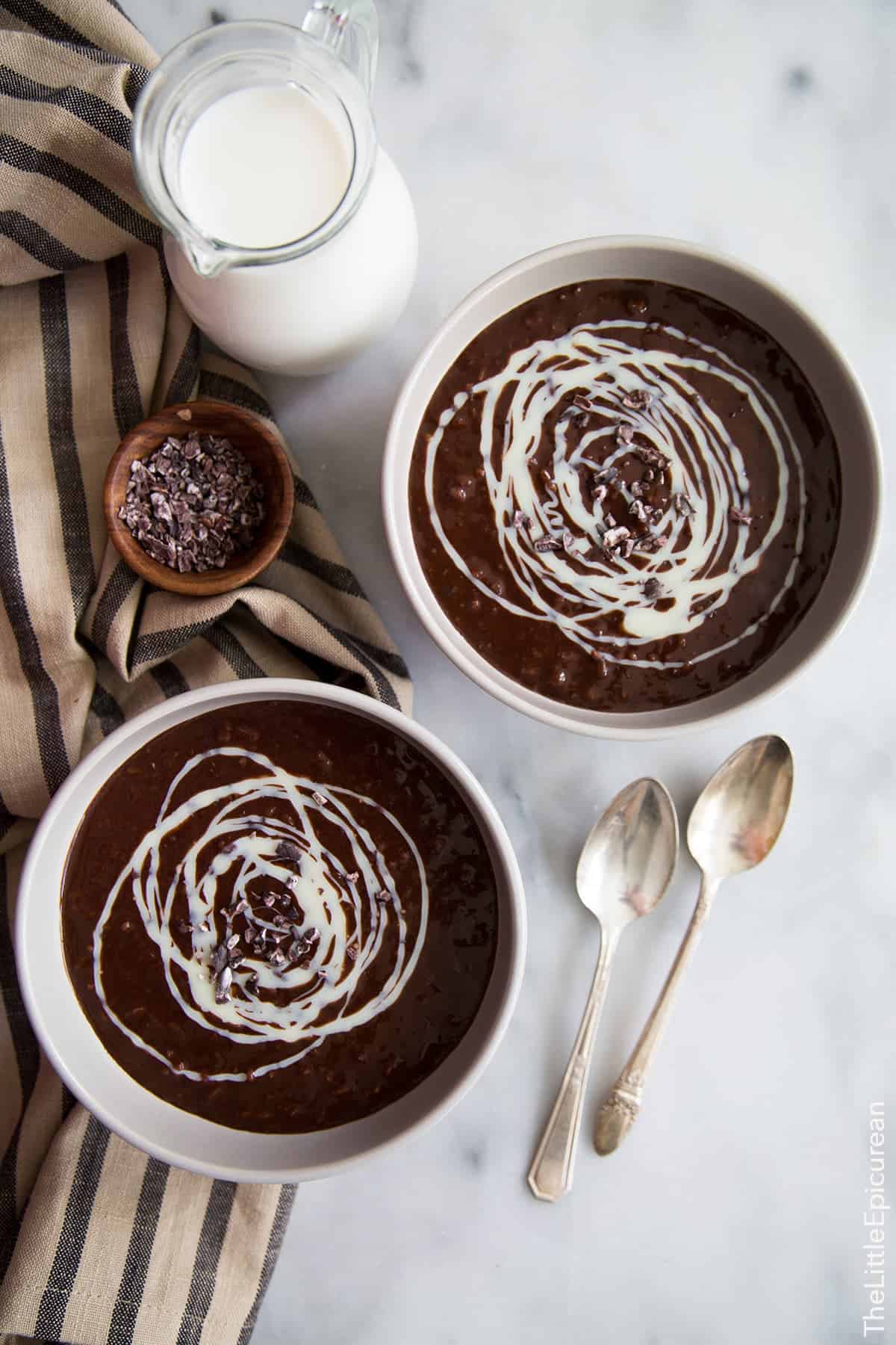 Champorado (Filipino Chocolate Rice Porridge)-The Little Epicurean