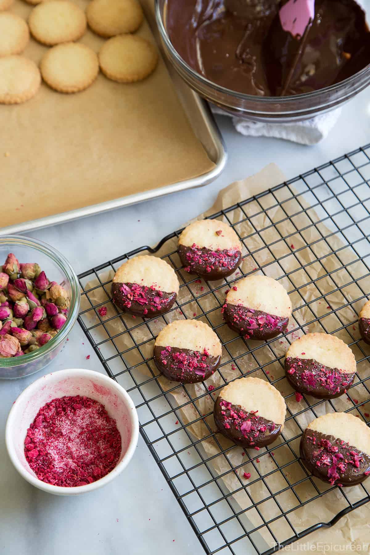 Rose Water Shortbread Cookies