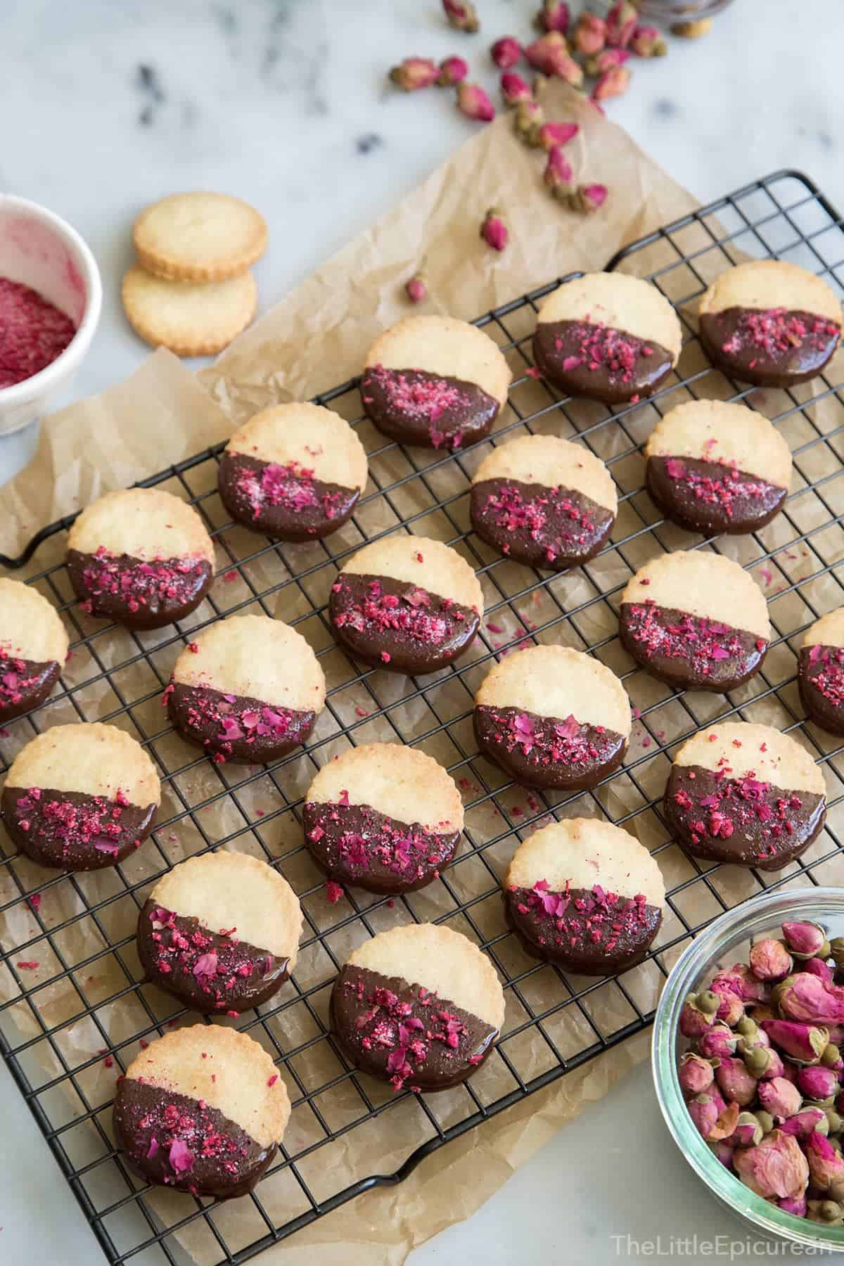 Rose Water Shortbread Cookies