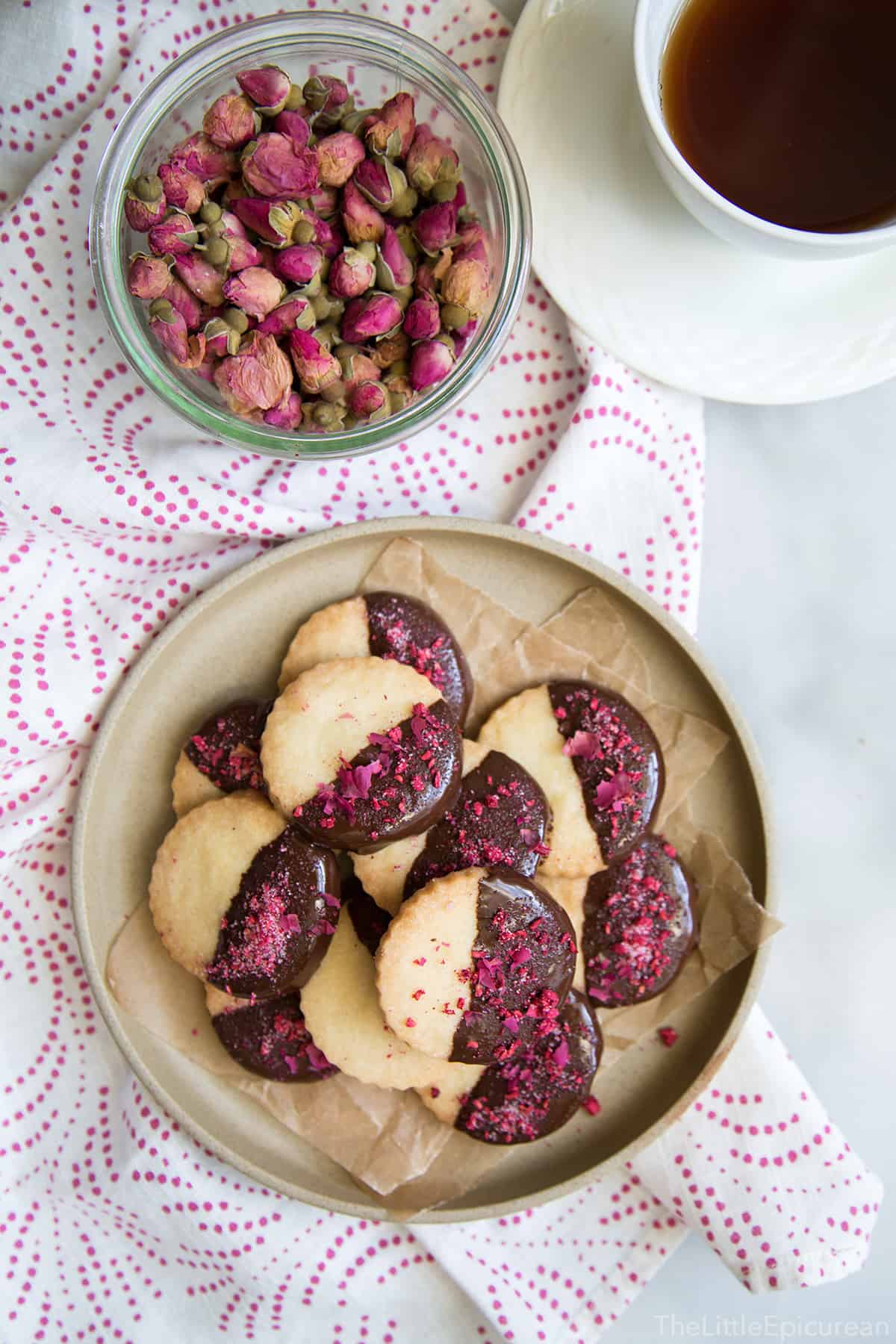 Rose Water Shortbread Cookies