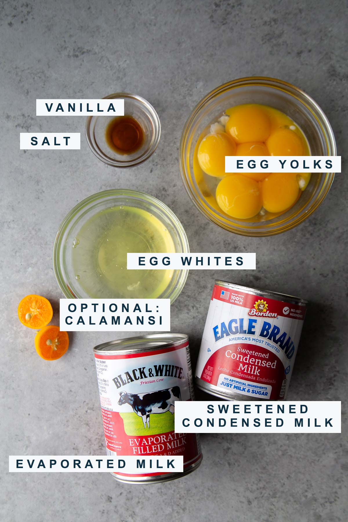 ingredients needed to make Filipino egg pie include evaporated milk, sweetened condensed milk, and egg yolks.