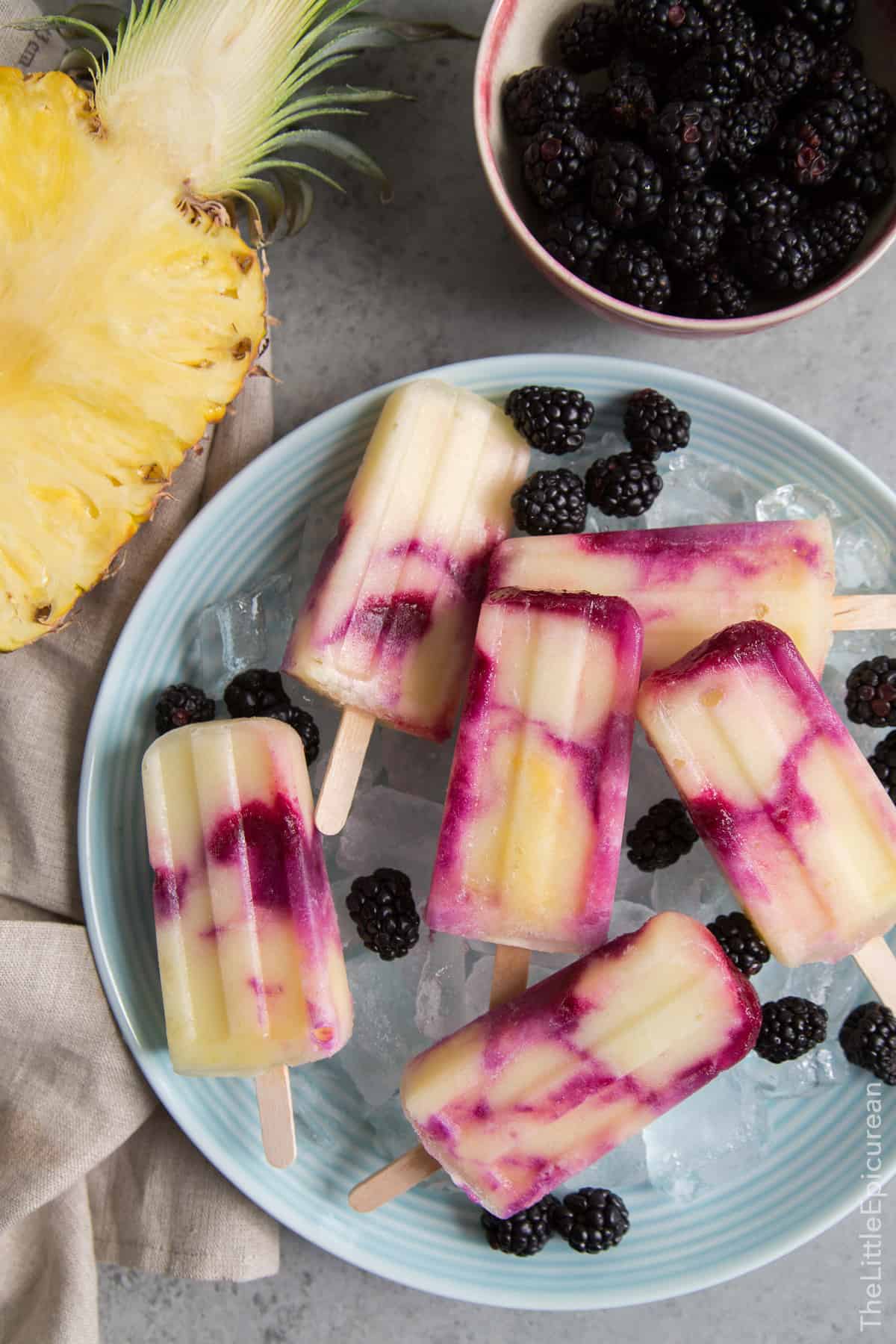 Blackberry Swirl Pineapple Popsicles