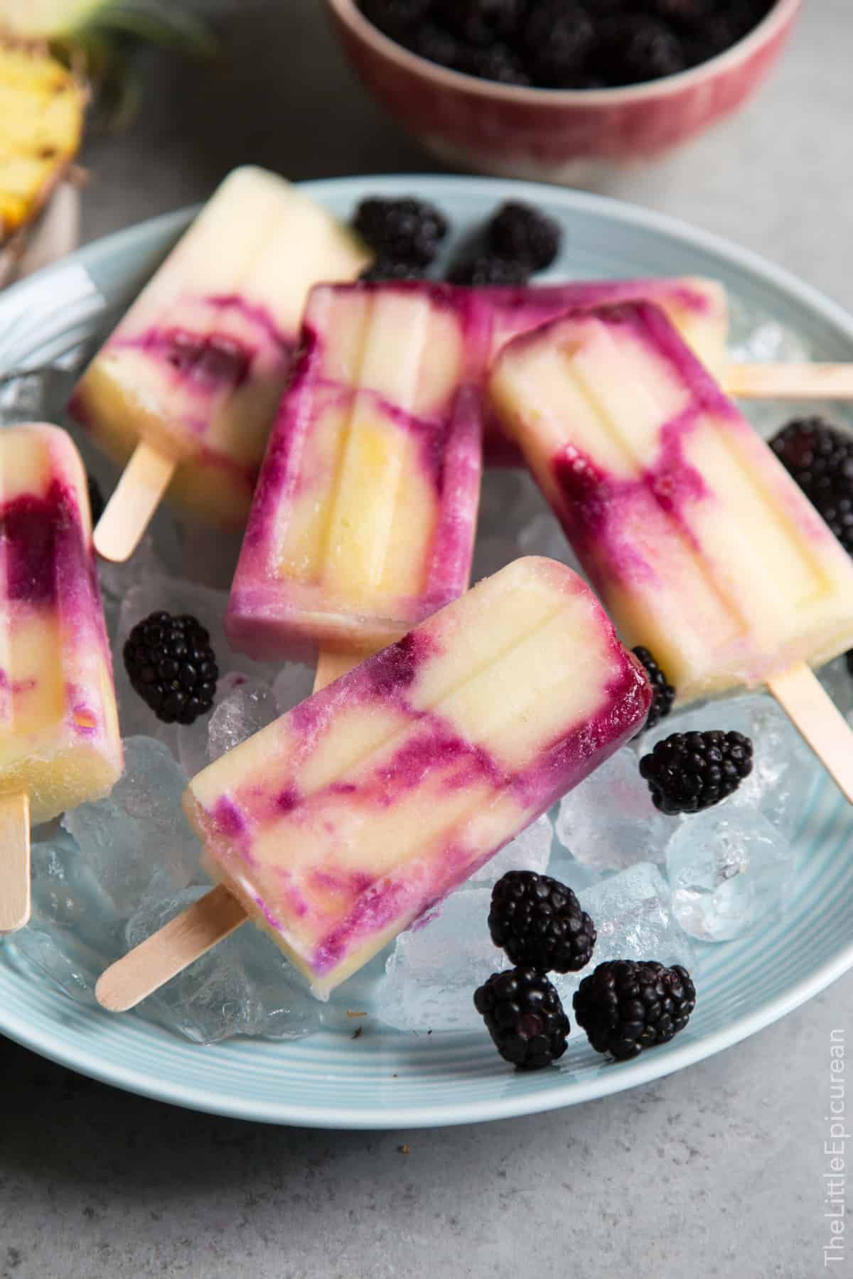 Blackberry Swirl Pineapple Popsicles