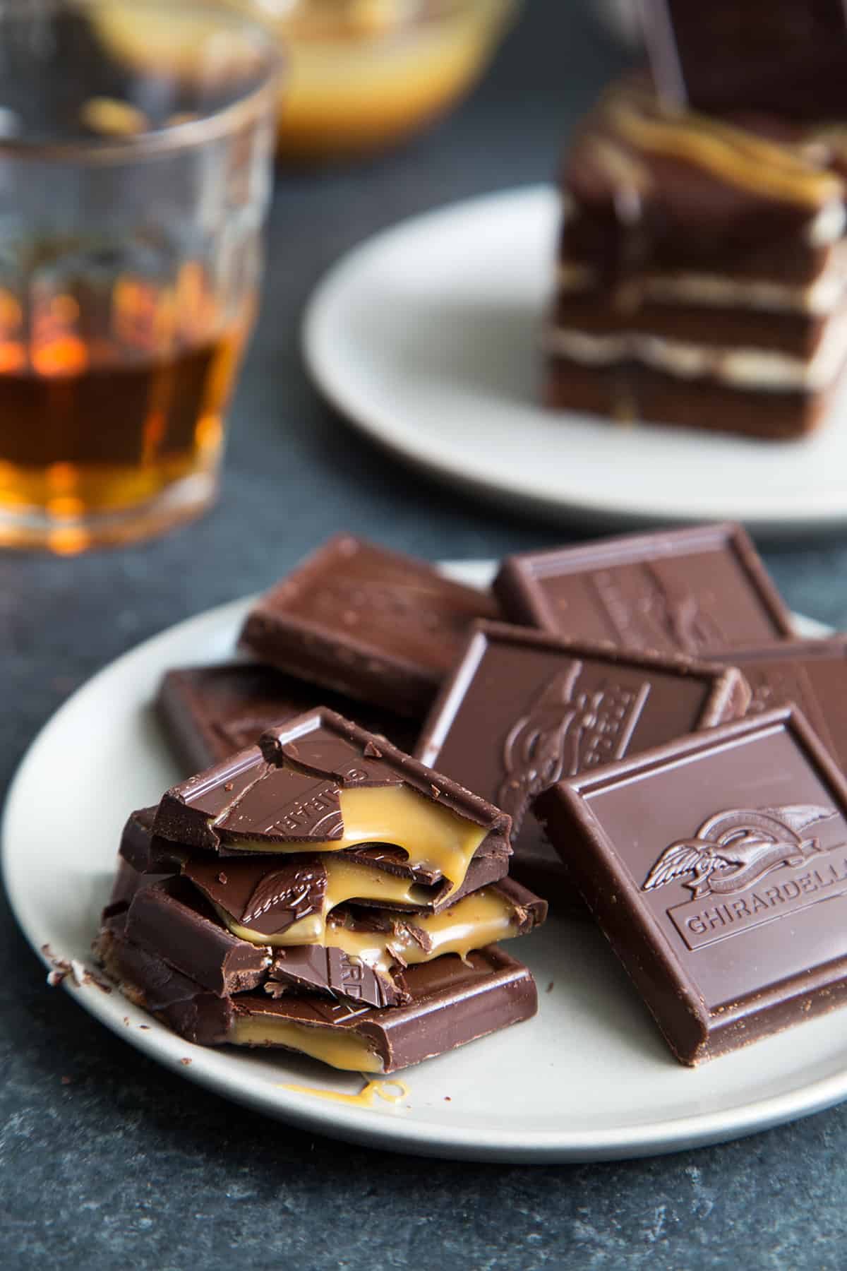 Mini Chocolate Bourbon Caramel Layer Cakes