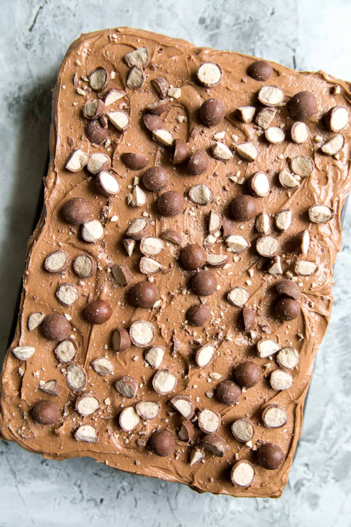 Chocolate Malt Sheet Cake