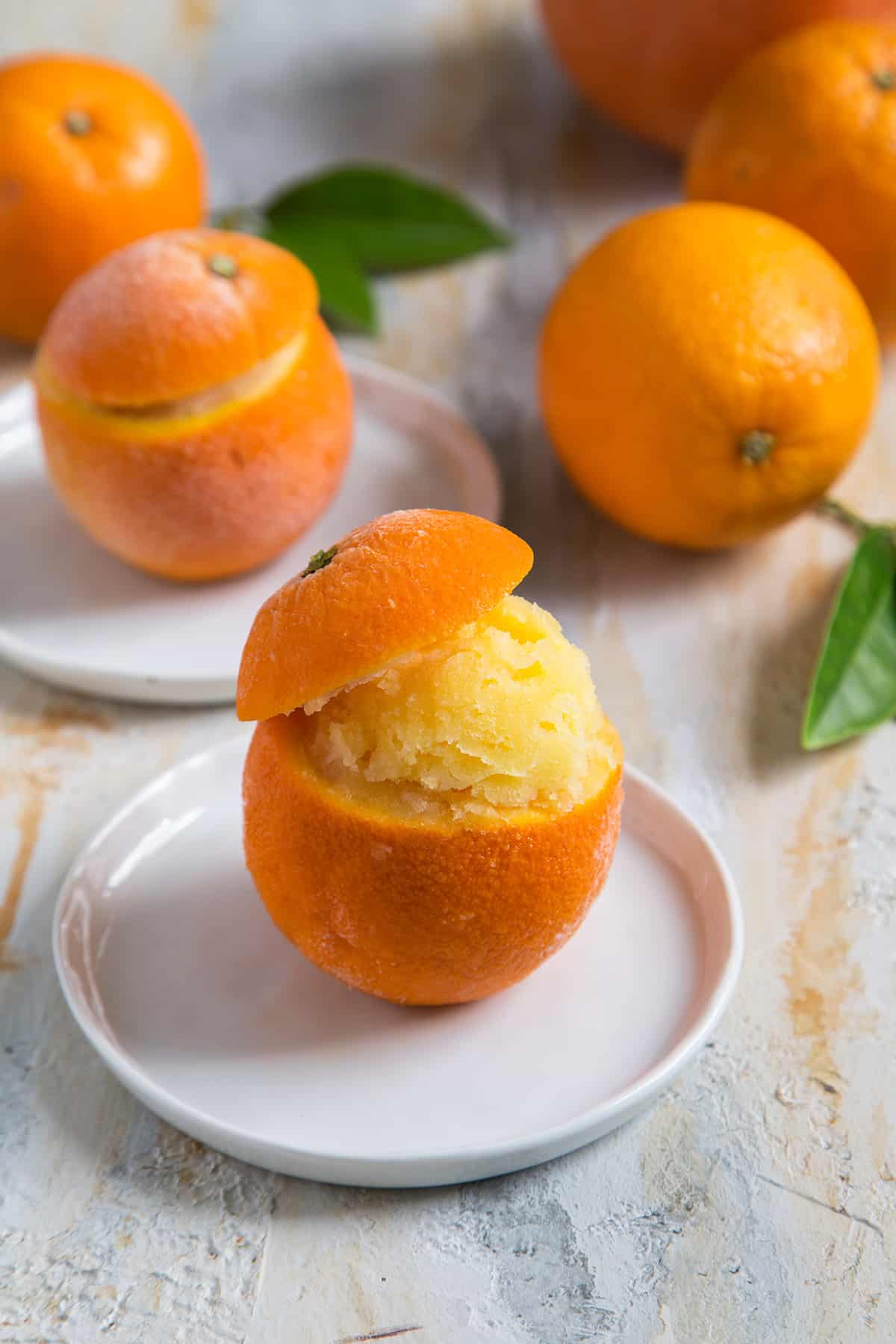 Orange Sorbet (served in orange cups)- The Little Epicurean