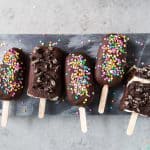 Funfetti Ice Cream Bars dipped in chocolate