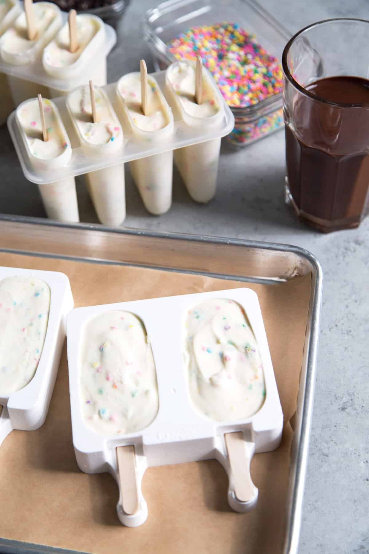 Chocolate Dipped Funfetti Ice Cream Bars