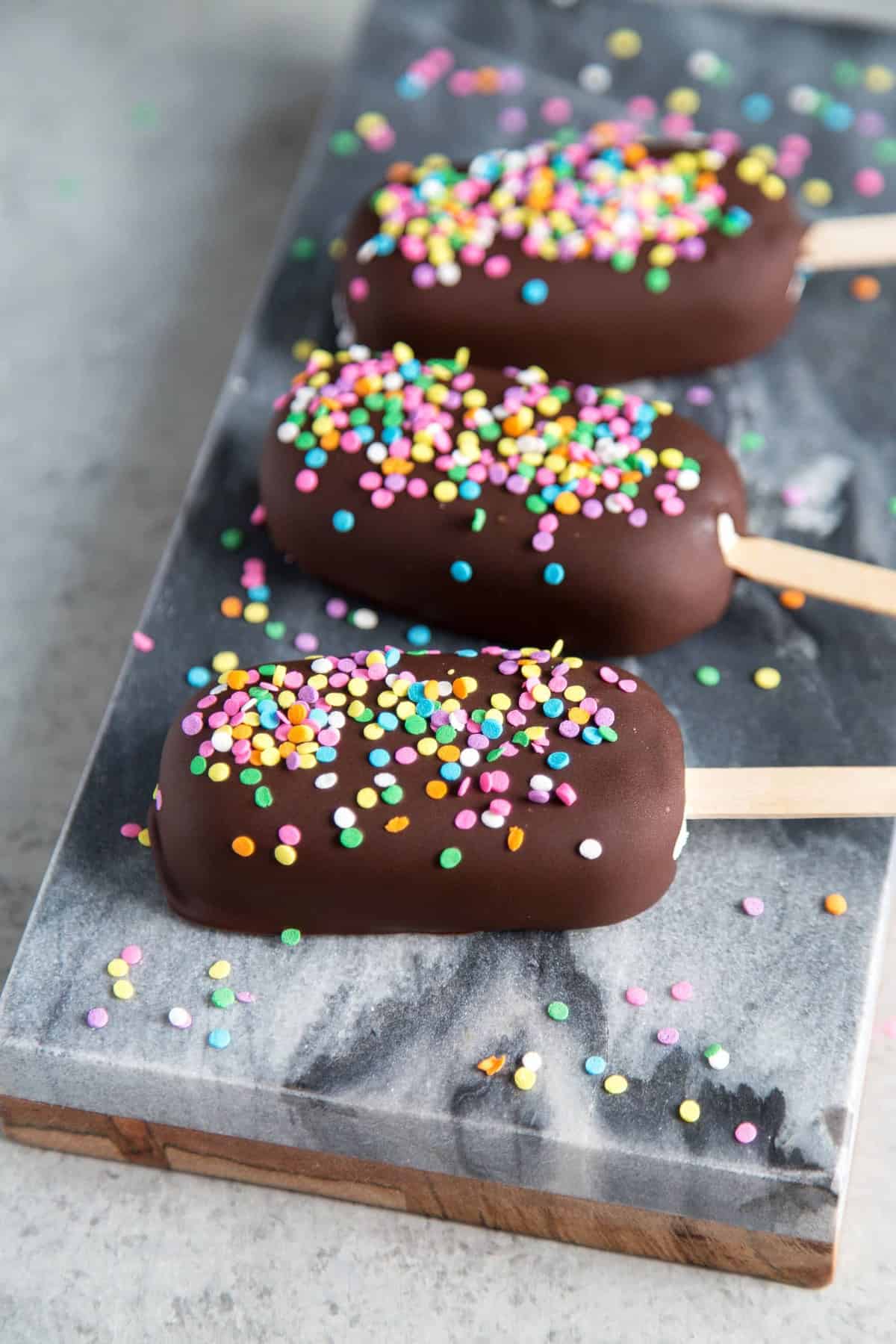 Chocolate Dipped Funfetti Ice Cream Bars