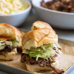 Shoyu Pulled Pork Sliders with Pineapple Slaw
