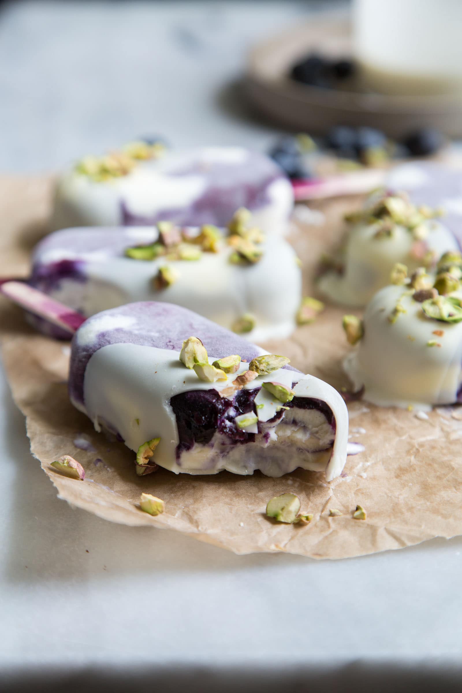 White Chocolate Blueberry Ice Cream Bars