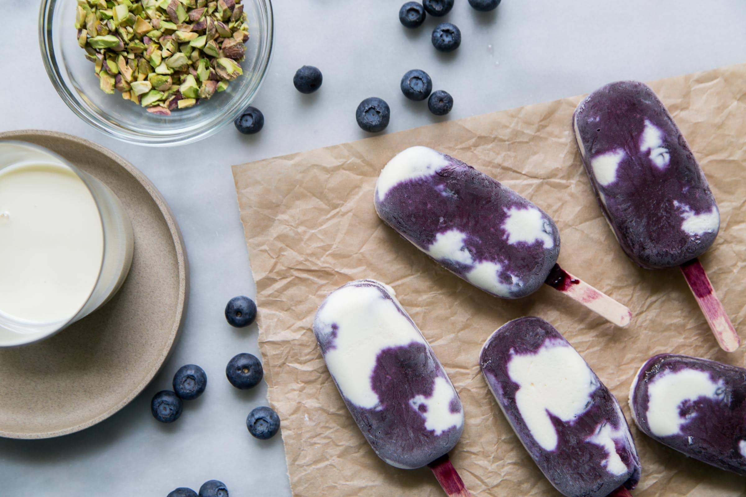 White Chocolate Blueberry Ice Cream Bars