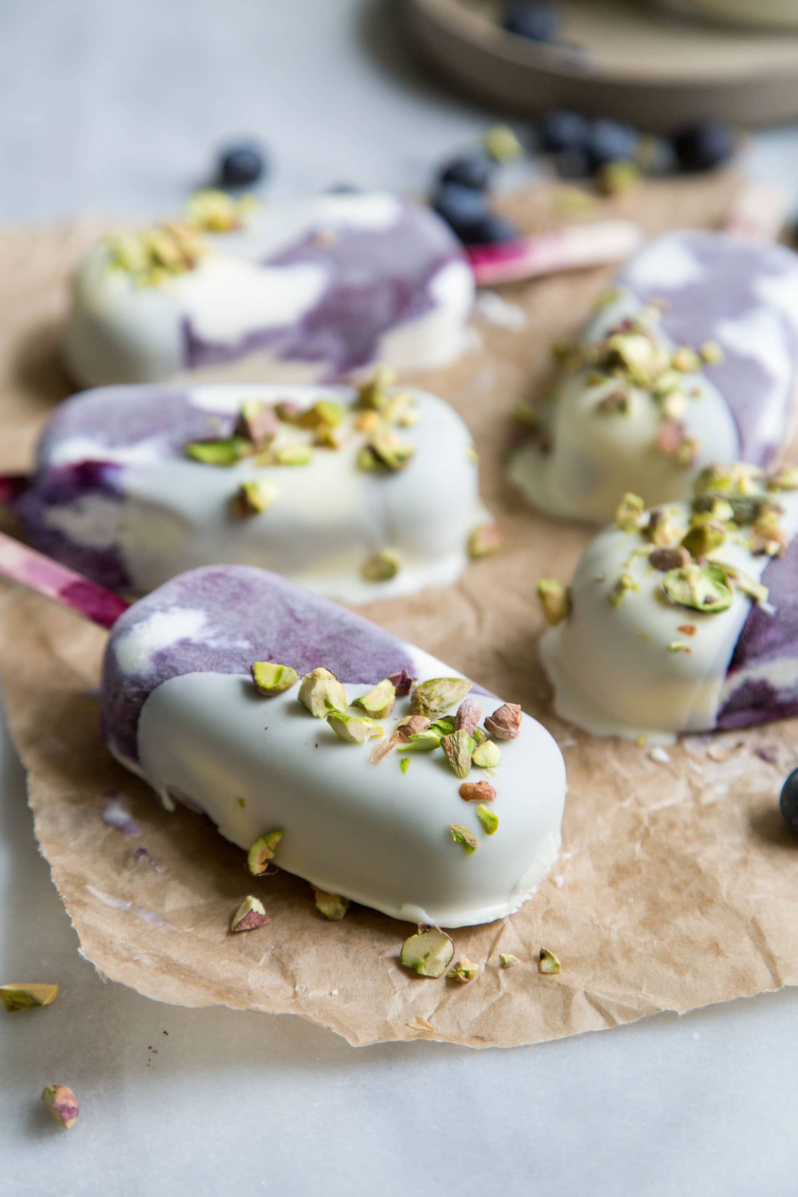 White Chocolate Blueberry Ice Cream Bars