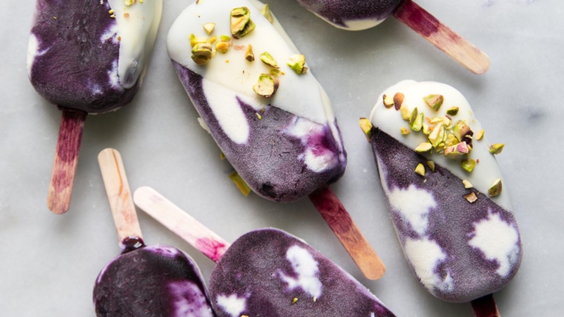 White Chocolate Blueberry Ice Cream Bars