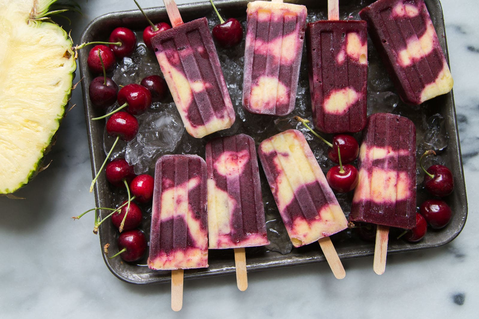 Cherry Pineapple Popsicles