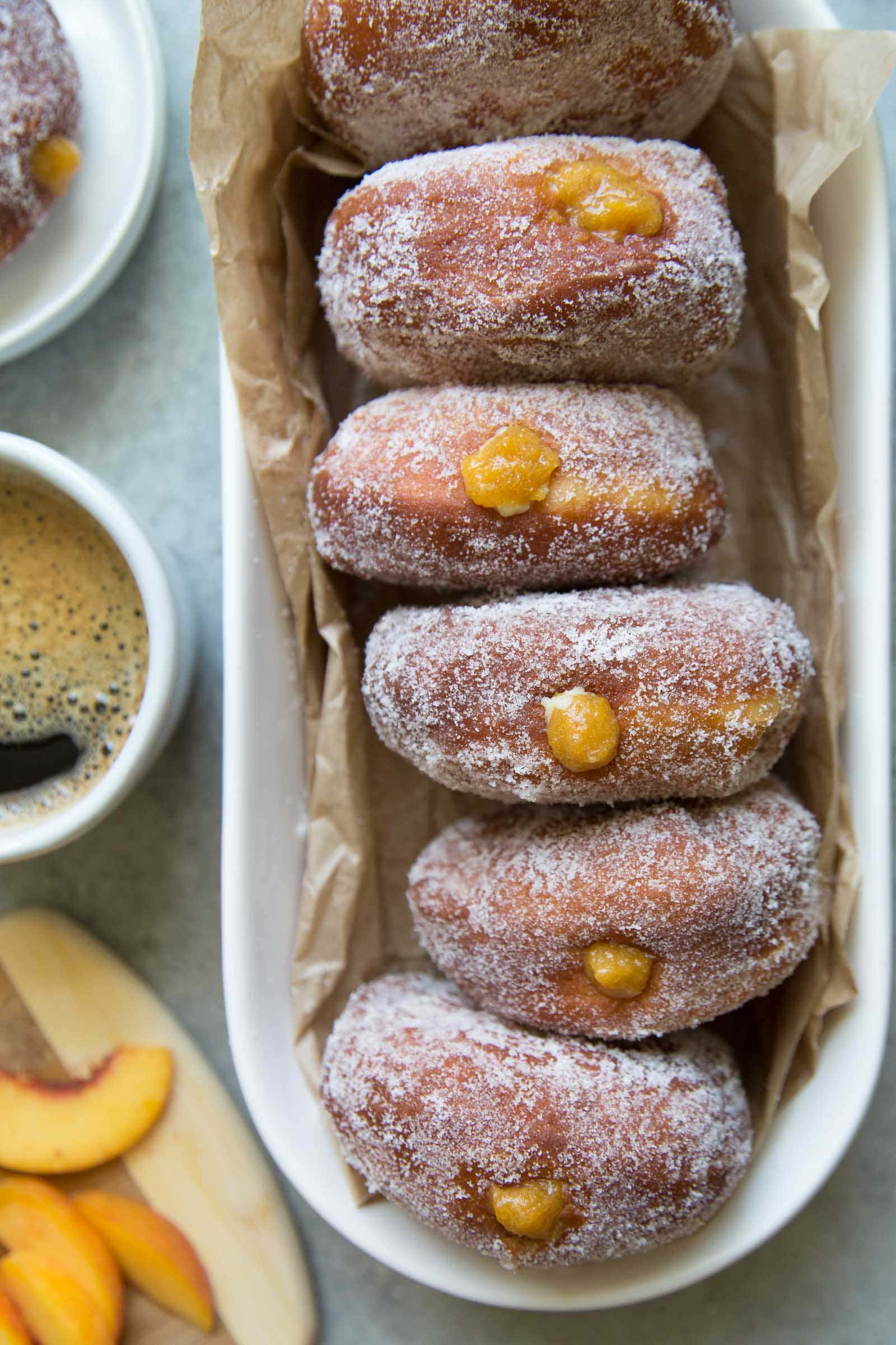 Peach Cream Filled Doughnuts