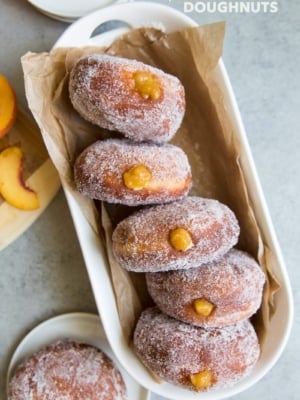 Peach Cream Filled Doughnuts
