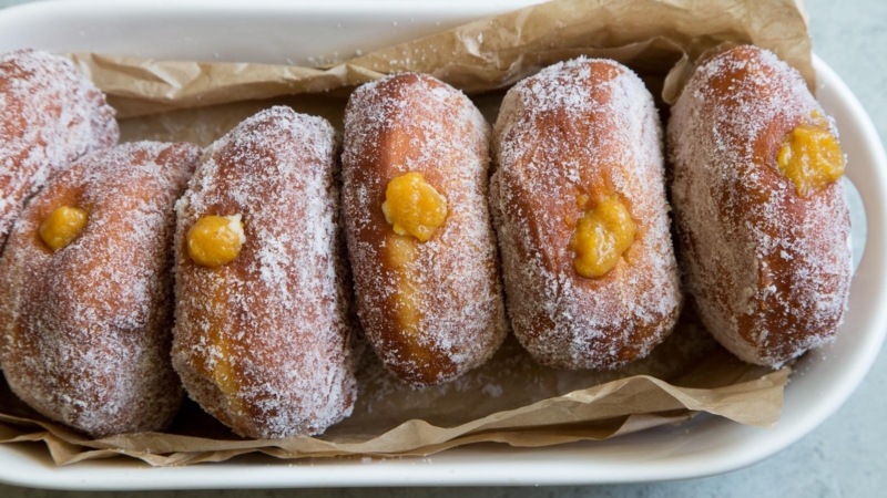 Peach Cream Filled Doughnuts