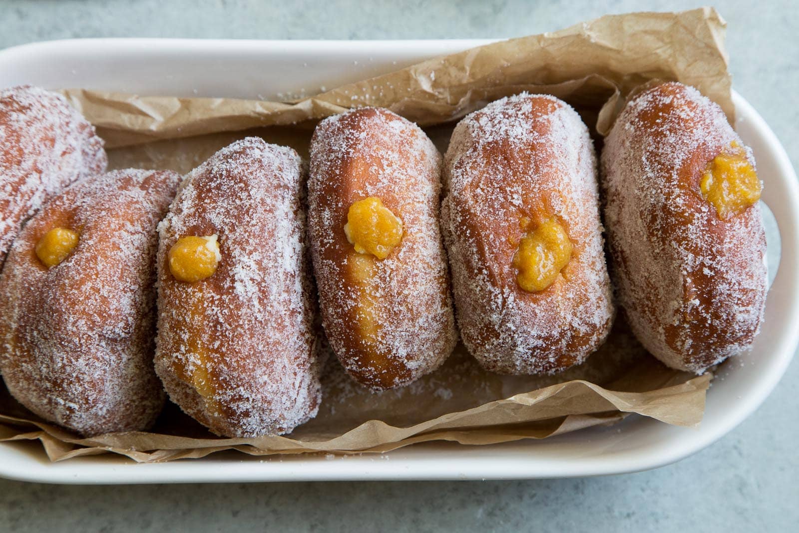 Peach Cream Filled Doughnuts